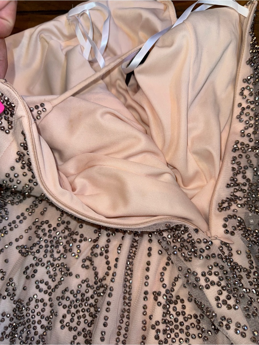 Xscape Blush Pink Beaded Mermaid Gown Formal Prom Evening Dress Size 8 - Picture 15 of 17